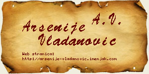 Arsenije Vladanović vizit kartica
